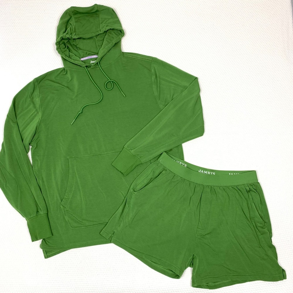 Jambys Unisex Mens Womens M Green Modal House Hoodie Boxers Pockets Lounge Set